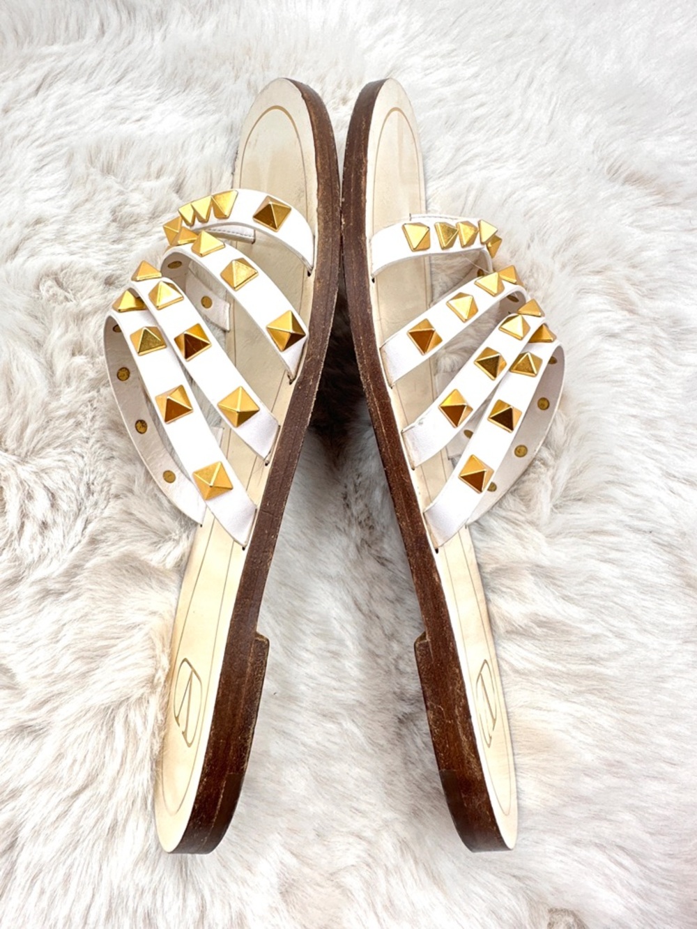 Valentino Garavani Rockstud Flair Cage Thong Sandals Size 37 US 7 Studded Slides - Picture 10 of 13